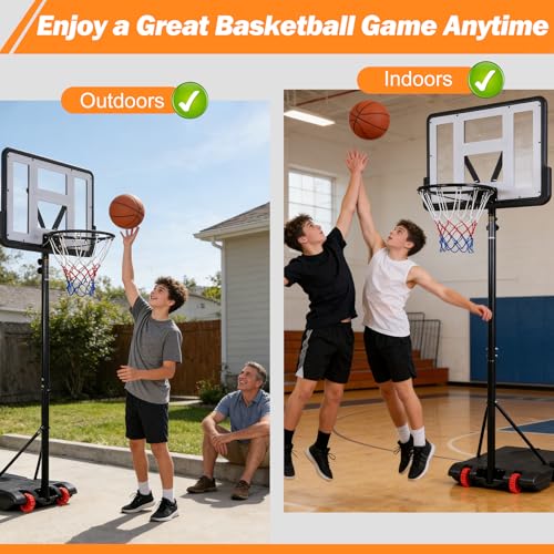 ZENY Portable Basketball Hoop, Basketball Goal Outdoor Adjustable Height 9.2ft, Driveway Backyard Basket Ball Hoop, 32'' PC Backboard