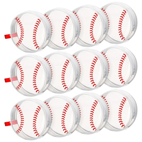 Reginary 12 Pcs Baseball Cosmetic Bag Gifts Accessories for Makeup Bags PVC Clear Cheer Base Ball Case Toiletry Zipper Pouch Waterproof Travel Handbag Purses Organizer for Baseball Team Gift - style: Baseball