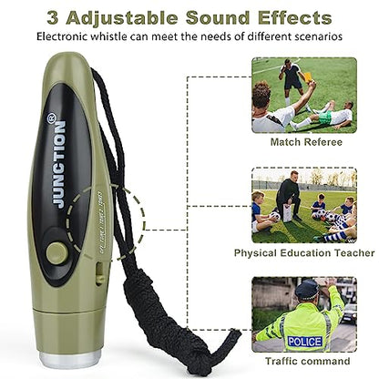 Electronic Whistles, Loudest Electric Whistles 3 Tones High Volume Whistle Hand Held for Coaches Referees Training Whistle Bulk, Outdoor Hiking Emergency Rescue Whistle Gifts - color: Military green