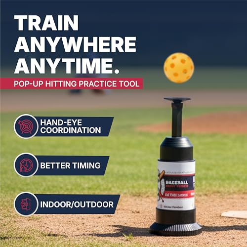 Baseball Tee Trainer Popper- Baseball Swing Trainer with 4 Practice Balls - Baseball Hitting Trainer for Training - Pop Up Trainer for Indoor & Outdoor Solo Training by HAMARA