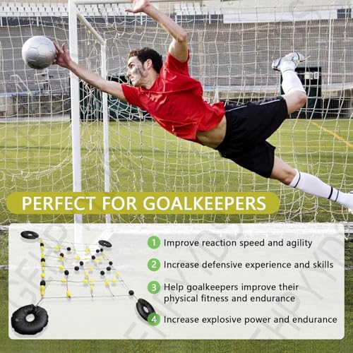 6.5 * 5.2/9.2ft Ball Deflector,Floor Matrix Ball Deflector, Goalkeeper Training Equipment + 4 Water Bags, Unpredictable Reflex Training for Reflexes and Agility 2 * 1.6m(6.5 * 5.2ft)