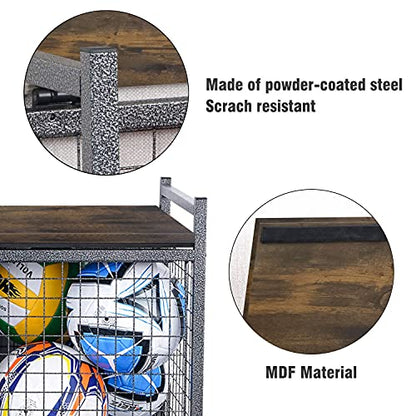 Mythinglogic Rolling Ball Storage Cart, Sports Equipment Storage Organizer for Garage/Basement/Entryway, Ball Storage Bin with Casters (Medium)