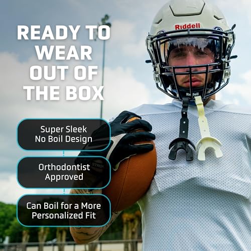 Markwort Vettex Doubleguard Mouthguard for Football, Lacrosse, MMA, Boxing, Braces - Breathable Doubleguard with Lip Protection and Strap, Columbia Blue - color: Columbia Blue