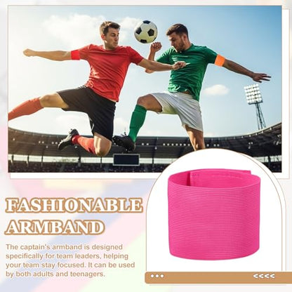 Captain Armbands, Adjustable Leader Arm Bands for Soccer Elastic Team Sport Arm Band-Fitting for Football/Volleyball/Rugby - color: Rose Red