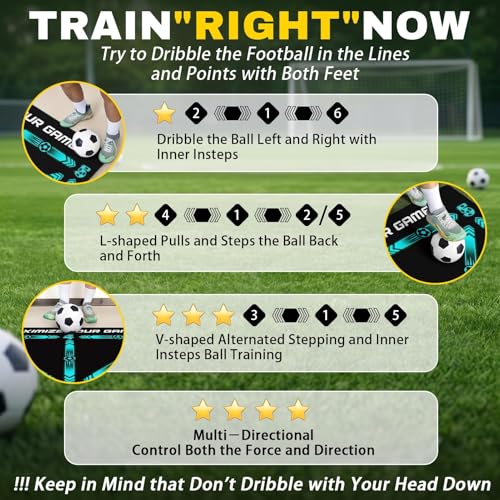 Britimes Soccer Training Mat Football Footstep Training Mat 35 * 24 in