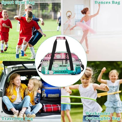 Custom Volleyball Gym Bag Duffel Bag for Women Men, Personalized Name Sport Bag Overnight Bags Customized Travel Weekender Bag, Purple Blue - color: Purple Blue