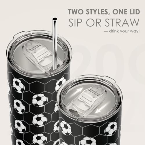 SANDJEST Soccer Stainless Steel Tumbler 20oz, Insulated Travel Coffee Cup, Sport Tumblers Gifts for Soccer Lovers, Men Women, Coach, Birthday, Christmas - color: Soccer 1