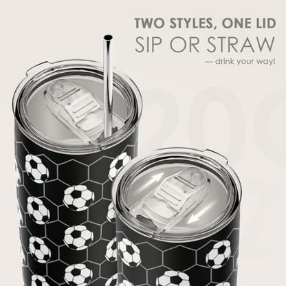 SANDJEST Soccer Stainless Steel Tumbler 20oz, Insulated Travel Coffee Cup, Sport Tumblers Gifts for Soccer Lovers, Men Women, Coach, Birthday, Christmas - color: Soccer 1