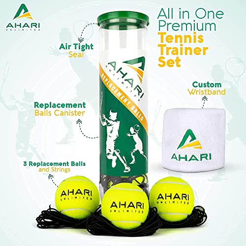 Premium 3 Replacement Tennis Rebound Balls, String & Wristband - Portable Self Practice Training Exercise Sport Equipment, Trainer for Solo Training (3 Pack)