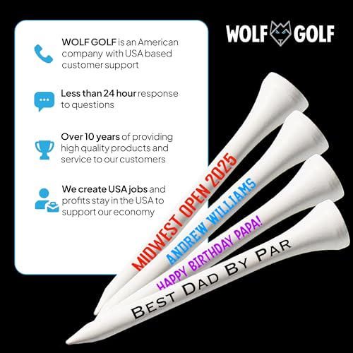 Personalized Custom Golf Tees - Choose Font and Color - Gift Set - Sets of 50, 100 or 200 Tees