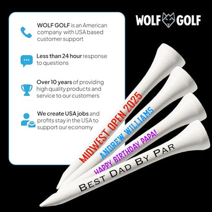 Personalized Custom Golf Tees - Choose Font and Color - Gift Set - Sets of 50, 100 or 200 Tees