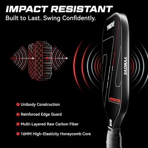 Pickleball Paddles | Raw Carbon Fiber | Effortless Power & Anti-Break Handle | Anti-Shock Core 16mm | for Beginners & Intermediates & Family Games | USAPA Approved