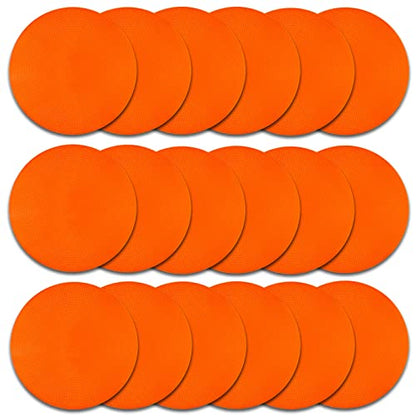 Spot Markers Rubber Floor Dots 9inch Non Slip Agility Dots Flat Cones for Kids Sports Soccer Basketball Training, Social Distancing, Preschool Kindergarten Classroom - style: 18Pcs Red-orange