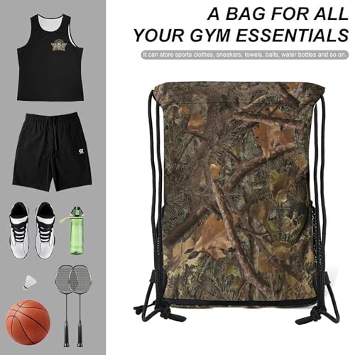 Camo Drawstring Backpack Gym Bag With Shoe Compartment String Bag Sport Beach Swimming Sackpack For Women Men - color: Camo