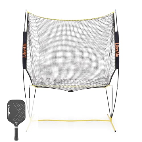 Portable Net & Carbon Fiber Pickleball Paddle ，Smart Recycling Net for Pickle Ball, Tennis, Baseball Practice Equipment ，Collapsible Pickleball Trainer for Indoor/Outdoor