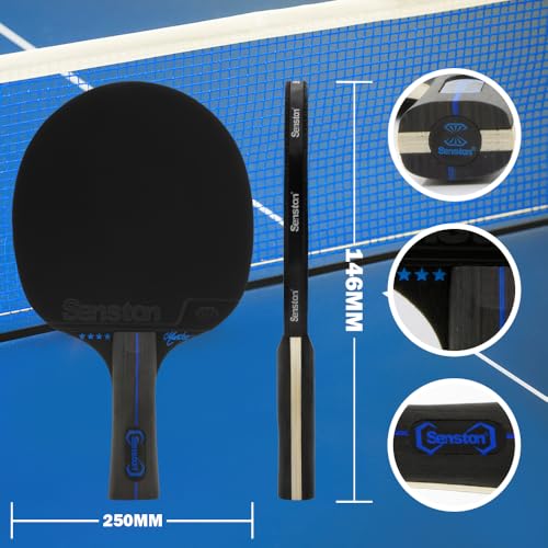 Senston Ping Pong Paddles with Carry Case, Pro Table Tennis Paddle Set of 2 with 3 Ping Pong Balls Indoor/Outdoor Play - color: Black