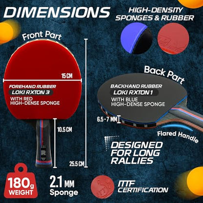 Inferno Table Tennis Paddle – Ply Carbon Blade Ping Pong Paddle for Indoor & Outdoor Games, High-Speed Sports Racket for Adults, Spin & Control, Quality Gift Set w/Carry Case & Box
