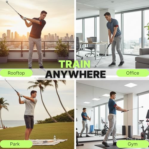 Retractable Golf Swing Training Aid Upgraded 3-in-1 Golf Training Aid - Fix Your Golf Swing Fast Grip Trainer with Audible Click Feedback, Portable Indoor/Outdoor Practice Aid