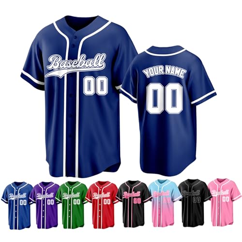 Custom Baseball Jersey Personalized Stitched Family Team Name Number Shirts Uniforms for Women Men Youth Kids - color: Blue-26