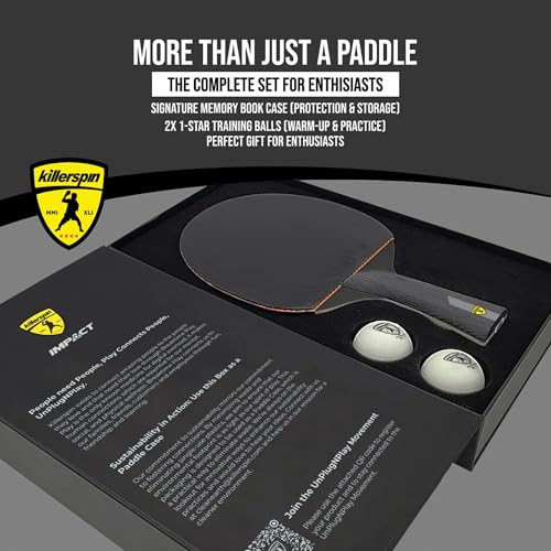 Killerspin Impact Series Table Tennis Paddles - Black/Black Ping Pong Racket, Table Tennis Equipment for Beginners/Intermediates - Ensures Solid Control and Spin - style: Impact D9 PowerGrip