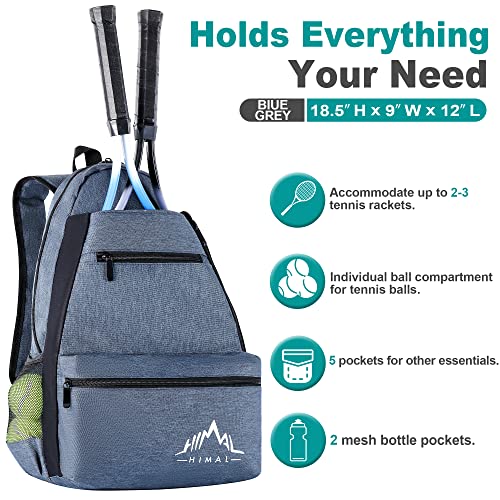 Himal Outdoors Tennis Backpack Tennis Bag - Large Storage Holds 2-3 Rackets and Necessities,Suitble for Women,Men and Teenagers