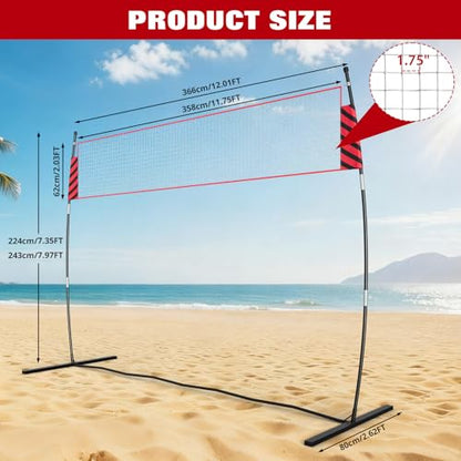20 FT Volleyball Net System, Height Adjustable Portable Volleyball Court Equipment with Anti-Tear PE Net & Weather-Resistant Iron Frame, Quick Setup for Backyard, Beach, Park, School Practice