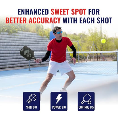 SCS Carbon Fiber Pickleball Paddle – USAPA Approved 2024 – Lightweight, Enhanced Spin, Sure-Grip Handle – Evo-Lite Series for Intermediate Players - color: Nightmare