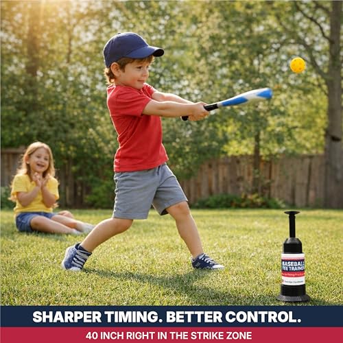 Baseball Tee Trainer Popper- Baseball Swing Trainer with 4 Practice Balls - Baseball Hitting Trainer for Training - Pop Up Trainer for Indoor & Outdoor Solo Training by HAMARA