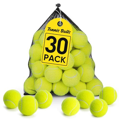 Treeroot 16/30/40/60 Pcs Tennis Balls, High Elasticity Tennis Balls Bulk, Comes with a Portable Mesh Bag, Tennis Ball for Dogs, Suitable for Beginner Training Ball, Durable & Bounce