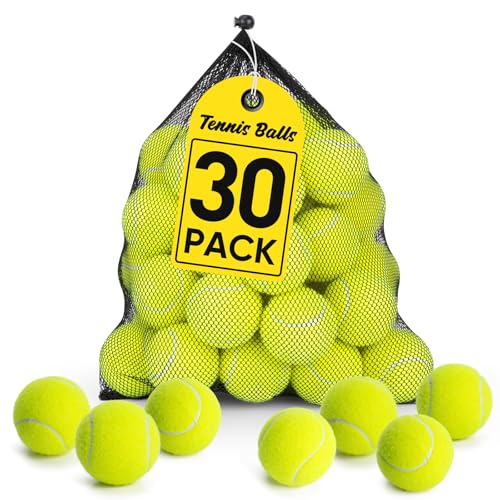 Treeroot 16/30/40/60 Pcs Tennis Balls, High Elasticity Tennis Balls Bulk, Comes with a Portable Mesh Bag, Tennis Ball for Dogs, Suitable for Beginner Training Ball, Durable & Bounce