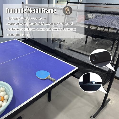 Adults & Kids Ping Pong Recycle Catcher Net, Movable Table Tennis Ball Collecting Net for Multi Ball Drills, Park School Club Gyms Training Auxiliary Organizer Net, Easy Set Up