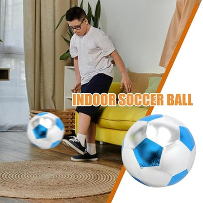 Inflatable Soft Football, Simulation Soccer Ball, 9.84 Inches Beach Toy with Leakproof, Elastic PVC Spheres, Indoor Play Toy with Bounce Design, Blow Up Football for Outdoor Use - color: Cloth Blue