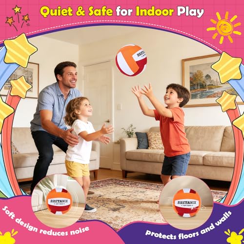 Soft Indoor Volleyball for Practice – Super Soft Foam Ball with Fabric Cover, Lightweight Training Volleyball for Indoor Home Play, Ideal for Boys & Girls, Youth, Beginners