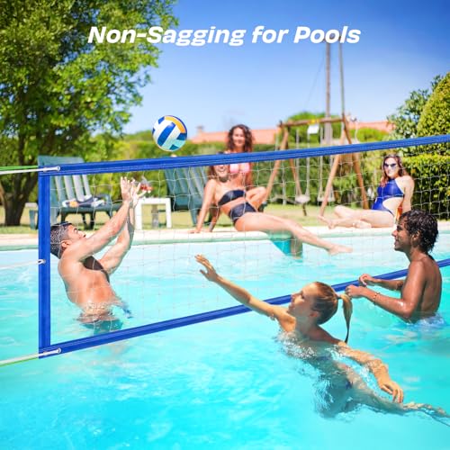 Professional Volleyball Net Outdoor Heavy Duty, All-Weather Durable,10 Grommets, Thickened Double-Sewing 600D Nylon Edges, Extended Aircraft Wire Rope, for Backyard Campus Beach Pool,32x3FT