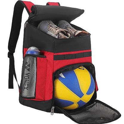 Hsmihair Basketball Backpack Large Sports Bag for Men&Youth,Gym Bag with Separate Ball & Shoes Compartment,Travel Bag for Basketball,Soccer,Volleyball - color: Red