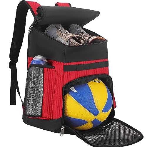 Hsmihair Basketball Backpack Large Sports Bag for Men&Youth,Gym Bag with Separate Ball & Shoes Compartment,Travel Bag for Basketball,Soccer,Volleyball - color: Red