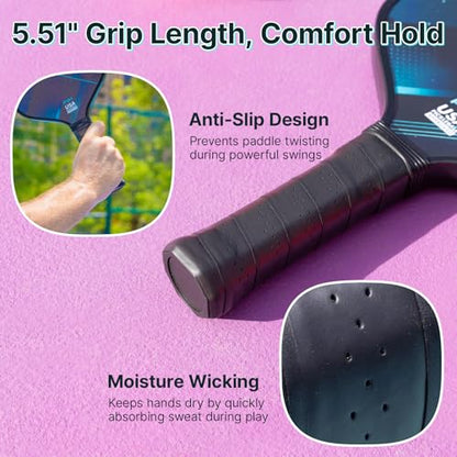 Golabs PB1 Pickleball Paddles Set of 2, Durable Fiberglass Surface& 16mm STR-Core Power Polymer Core, USAPA Approved, 8oz Lightweight & Comfort Anti-Slip Elongated Grip for Increased Power and Spin