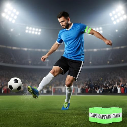 3pcs Captains Bands , Breathable Captain Armband, Elastic Captains Bands Soccer for Basketball Volleyball School Team Competition Coach Players Wrist Arm Band, Green