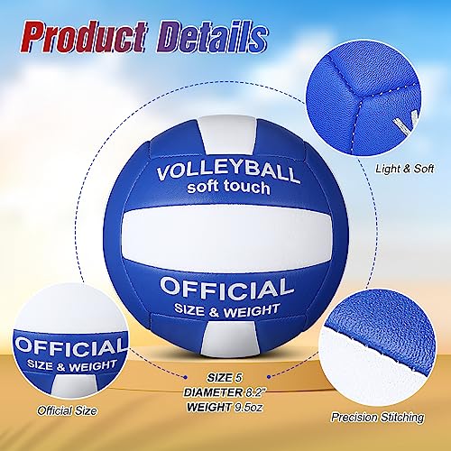 Lenwen 2 Pack Beach Volleyball Official Size 5 for Indoor Outdoor, Waterproof Soft Volleyball with Pump for Adult Beginner Beach Game Gym