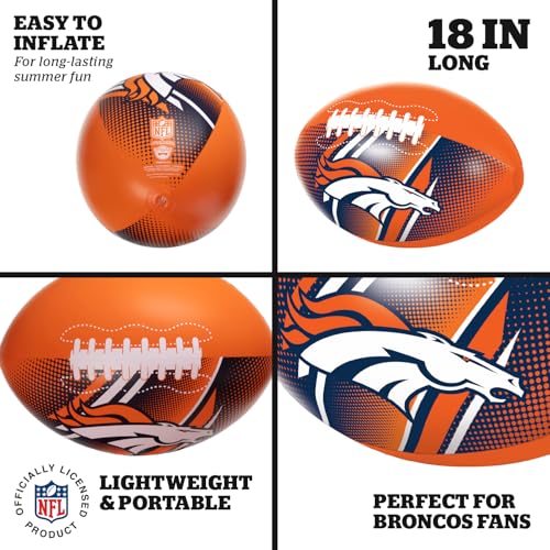 BigMouth 18” Inflatable Pool Football Officially Licensed NFL Fan Gear Merchandise Beach Ball Games for Adults and Teens - style: Denver Broncos