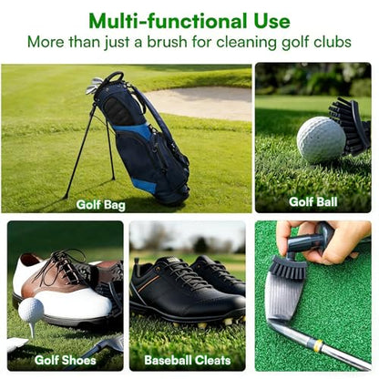Golf Club Brush with Magnetic Clip & Water Sprayer - 5oz Capacity, Stiff Bristles for Deep Cleaning, Silicone Hose & Gravity Ball for Easy Use on Course - color: Black
