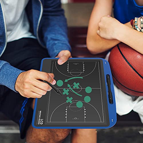 13.5'' Electronic Football Tactical Board, Basketball Coaching LCD Soccer Strategy Board With Stylus Pen, Marker Training Writing Tablet Coach Gifts - color: Basketball Blue
