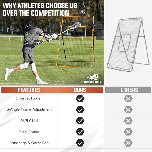 Adjustable Volleyball Rebounder Net - Volleyball Training Equipment with 3 Targets for accuracy, Sandbags, Carry Bag - Football Rebounder, Versatile Lacrosse Rebounder Net for Volley ball.