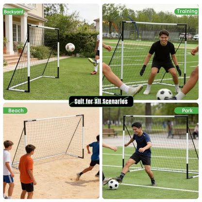 Heavy Duty Soccer Goal 2.6x3|4x6|6x8|6.5x10|6.5x12FT, All-Weather Steel Frame Tool-Free Quick Assembly Football Training Goal, Multi-Size Backyard & Match Equipment with Ground Stakes - size: L | 179x236cm