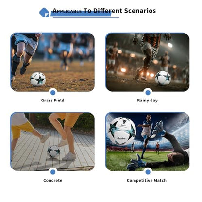 Professional Soccer Ball Size 5, Thermal Bonded Waterproof PU Match-Quality Training Ball with Pump - color: black and whtie, size: size 5
