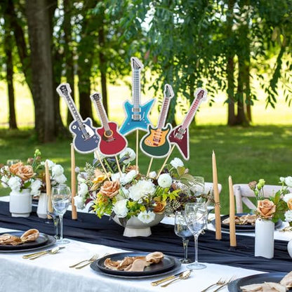 Music Rock Guitar Centerpieces Sticks,Guitar Player Table Toppers,Rock and Roll Birthday Party Decorations Music Note Star Photo Booth Props Theme Party Supplies.Sticks, Set of 15 - color: Jt