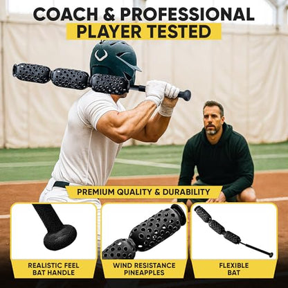 Aero Swing Baseball & Softball Swing Trainer – Air Resistance Bat Speed Trainer, Improves Swing Speed Up to 20 MPH, Batting Aid for Youth & Adults, On-Deck Warm-Up Bat - color: Black and Blue, size: AERO-BAT Youth