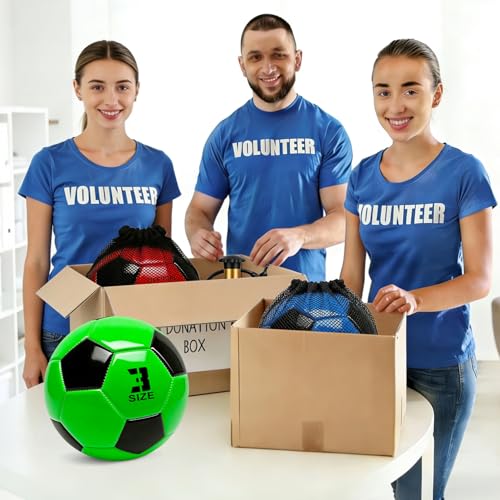 6 Pack Soccer Balls Size 5/4/3 Deflated Includes Soccer Ball with Pump and Net Bag, Pelota De Futbol Training Practice Sphere Competition for Indoor Outdoor