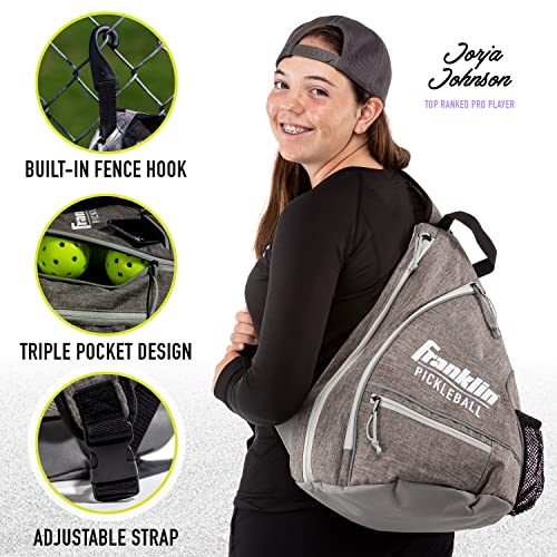Franklin Sports Pickleball Bags - Sling Bag Backpack for Gear + Equipment - Men + Women - Holds Paddles, Balls + Accessories - color: Gray