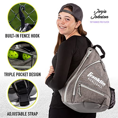 Franklin Sports Pickleball Bags - Sling Bag Backpack for Gear + Equipment - Men + Women - Holds Paddles, Balls + Accessories - color: Gray